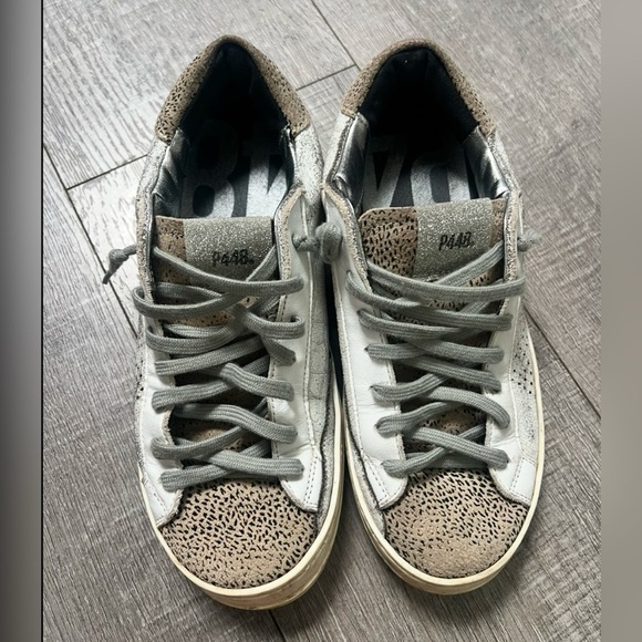 P448 THEA LOW TOP ANIMAL PRINT/BRONZE SNEAKERS- SIZE 8 $328 - Picture 4 of 6